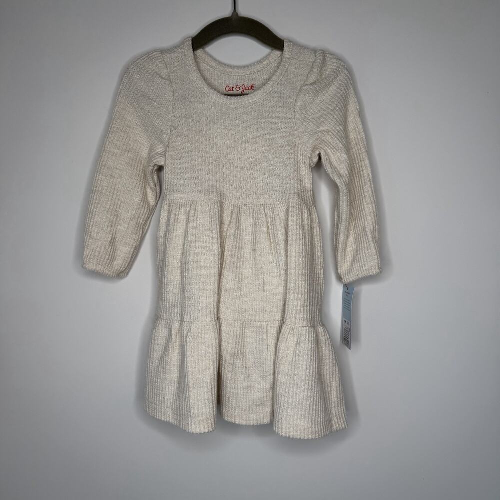 Cat & Jack Girls Dress Size 18 Months Off White Waffle Fabric With Underpants